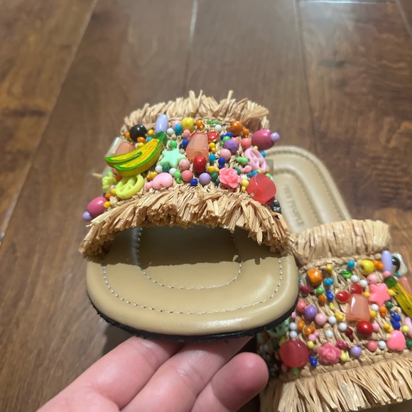 Free People Shipwrecked Multicolor Beaded Raffia Slide Sandals - Picture 4 of 10